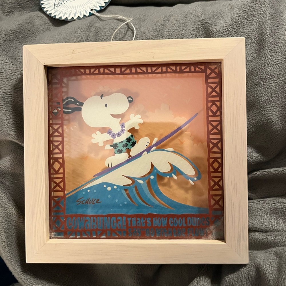 Snoopy Surfing Framed Art-Hallmark